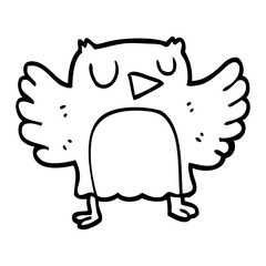 black and white cartoon owl