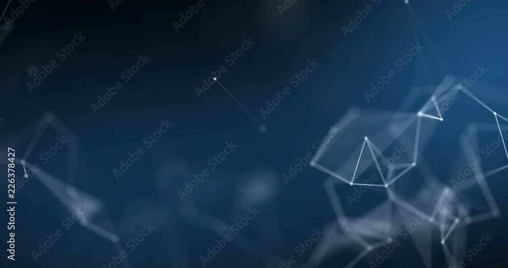 Poster Internet technology and digital network connection or computer communication abstract background. Blue dot and line seamless guturistic pattern with light effect