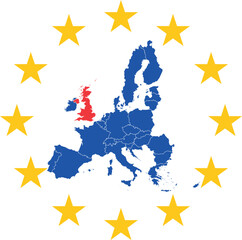 Brexit Europakarte mit Europasternen Kreis © Schneider Foto