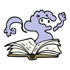 hand drawn doodle style cartoon spell book