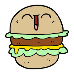 hand drawn doodle style cartoon burger