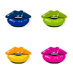 Open mouth woman lips togue pop art style