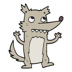 hand drawn doodle style cartoon wolf