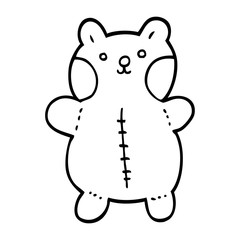 black and white cartoon teddy bear