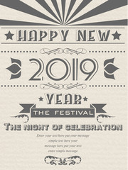2019 HAPPY NEW YEAR FLAYER VINTAGE RETRO POSTER