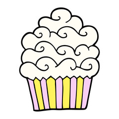 hand drawn doodle style cartoon vanilla cupcake
