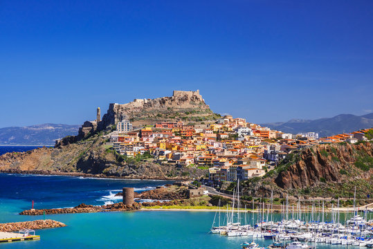 Beautiful view of Castelsardo town, Sardinia island, Italy. Popular travel destination