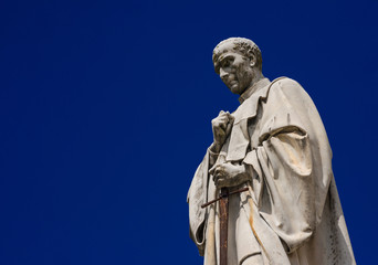 Fototapeta premium Francesco Burlamacchi, chief of the old Republic of Lucca against Medici Florence in renaissance age. Monument erected in 1863 in the city historic center (with copy space)