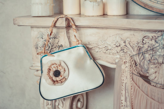 Delicate composition with a handbag decorated in rustic style