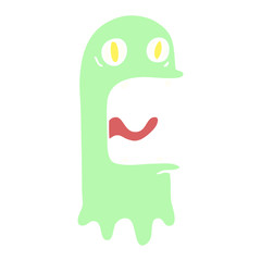 flat color illustration cartoon spooky ghost