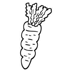 black and white cartoon carrot