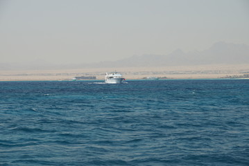 Fototapeta na wymiar Marina port for small yachts and motorboats in Hurghada Egypt Red Sea perfect coral riffs diving location