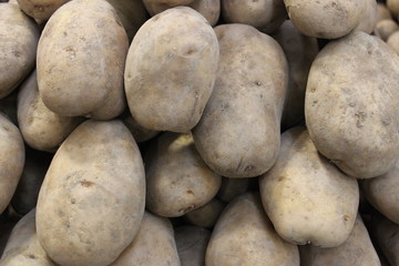 Raw potatoes closeup