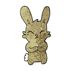cute grunge textured illustration cartoon rabbit