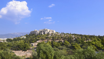 Fototapeta na wymiar Acropolis landscape view as seen from Thissio Athens Greece