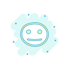 Cartoon colored hand drawn smiley face icon in comic style. Smile illustration pictogram. Doodle face sign splash business concept.