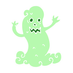 flat color illustration cartoon spooky ghost