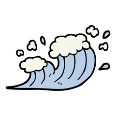 hand drawn doodle style cartoon wave crashing