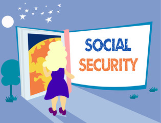 Word writing text Social Security. Business concept for assistance from state people with inadequate or no income.