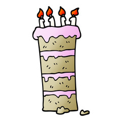 huge vector gradient illustration cartoon birthday cake
