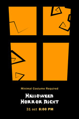 Card or Invitation Halloween horror nights party Window with light Vector illustration