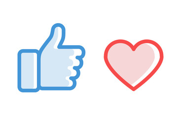 Fototapeta premium Thumbs up and heart icon. Flat style - stock vector.