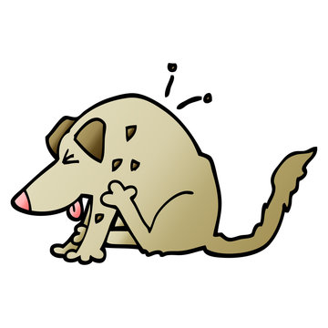 Vector Gradient Illustration Cartoon Dog Scratching