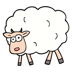 hand drawn doodle style cartoon sheep