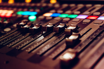 mixing video console is designed for DJ's work. Close-up