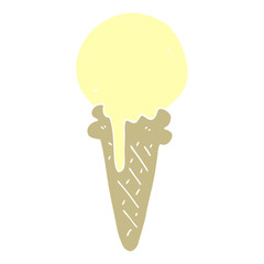flat color illustration cartoon ice cream cone