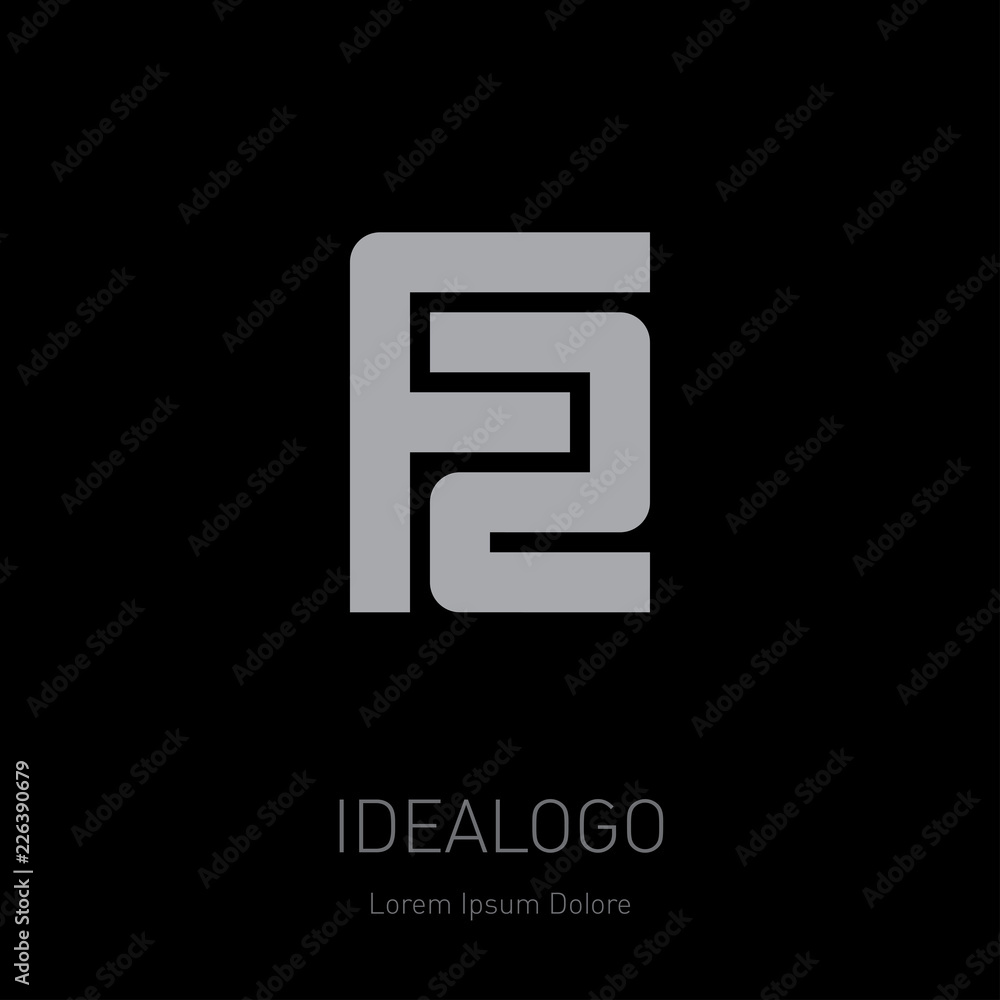 Poster f2 - vector design element or icon. f and 2 initial logo. initial monogram logotype.