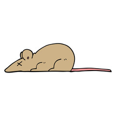 hand drawn doodle style cartoon dead rat
