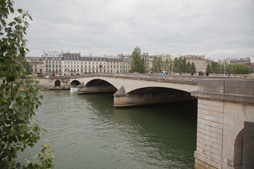 Fototapeta premium Paris Seine river and bridge.