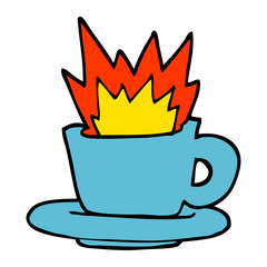 hand drawn doodle style cartoon cup of coffee