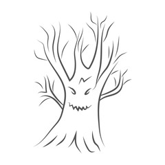 Icon of a scary tree for Halloween. Vector illustration on white background