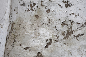Old white grunge wall background or texture.