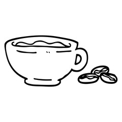 black and white cartoon espresso cup