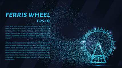 Ferris wheel particles. The Ferris wheel consists of circles and points. Vector illustration