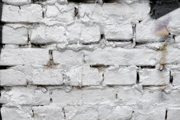 Old white brick wall background or texture.