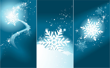 Winter banners with magic snowflakes