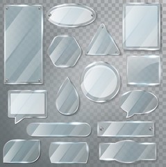 Glass vector transparency glossy clear blank frame and realistic empty glassful template illustration glassware set of glossy bubble speech isolated on transparent background