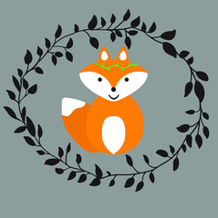 cute vector fox illustration