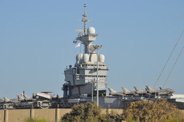 Fototapeta premium The beautiful warship on sea.
