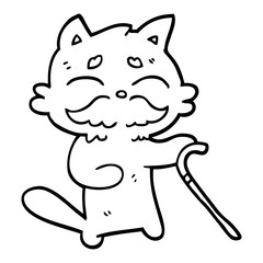 black and white cartoon old cat