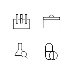 medical simple outlined icons set