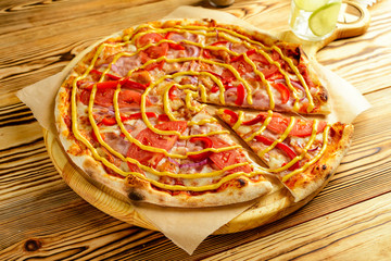 close-up of a slice of pizza food delivery