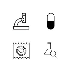 medical simple outlined icons set