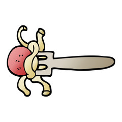 vector gradient illustration cartoon meatball on fork