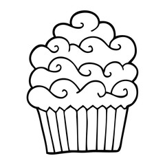 black and white cartoon vanilla cupcake
