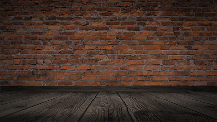 The texture of the brick is red. Background of empty brick basement wall.